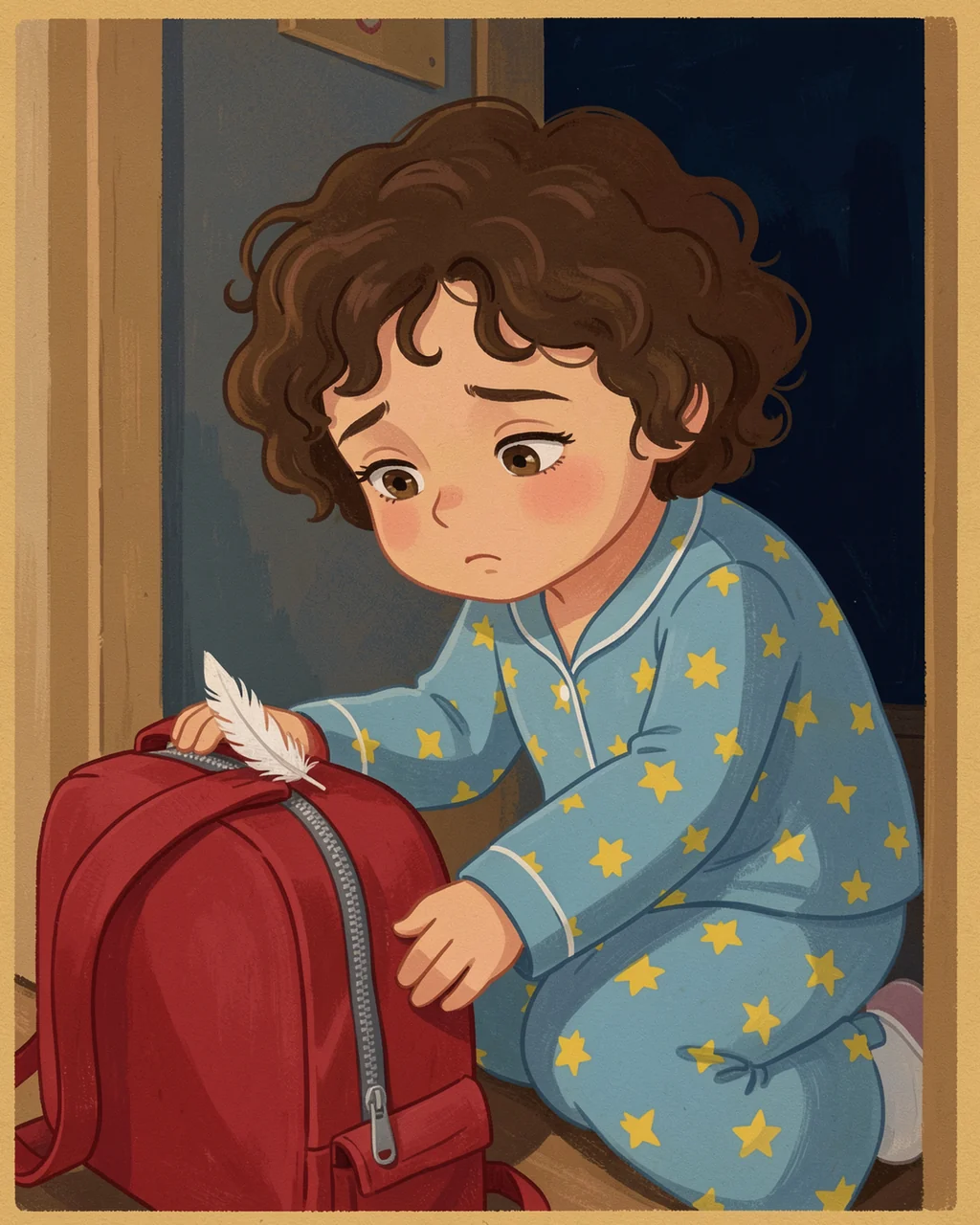 Illustration for page 2 of “Sophie and the Sleepy Feather”