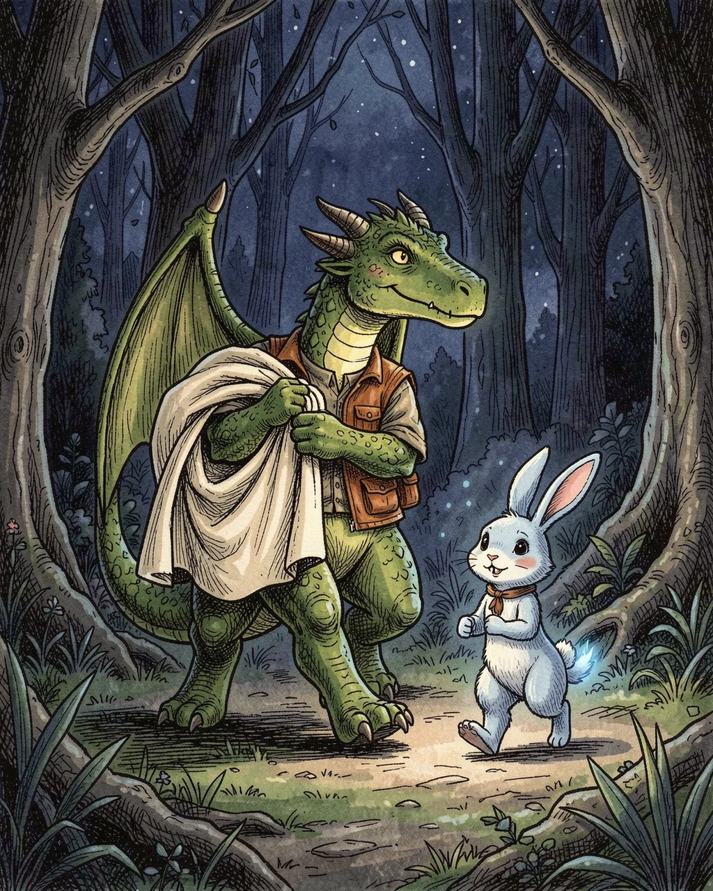 Illustration for page 1 of “Caspar and the Pocket Moon-Lantern”
