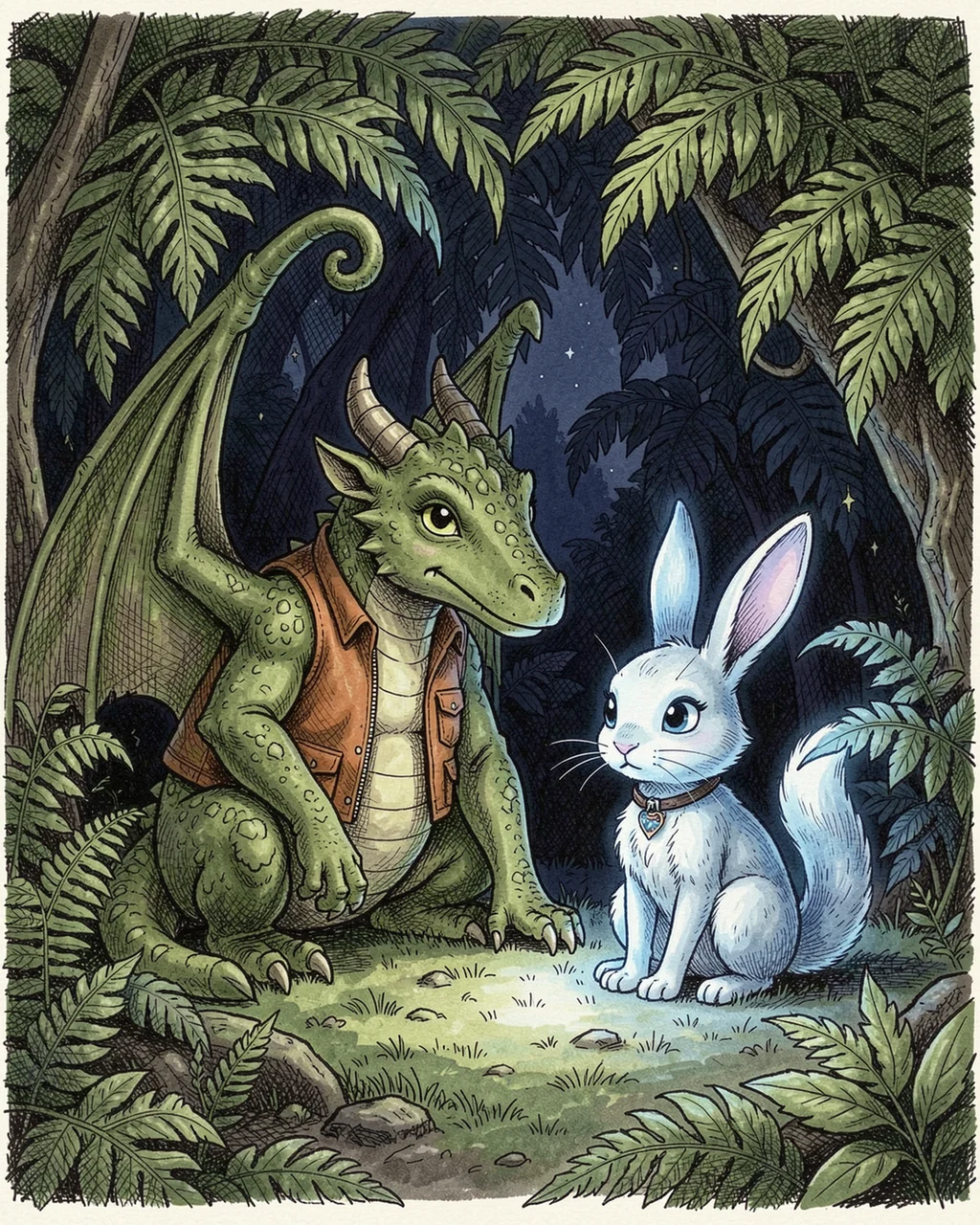 Illustration for page 2 of “Caspar and the Pocket Moon-Lantern”