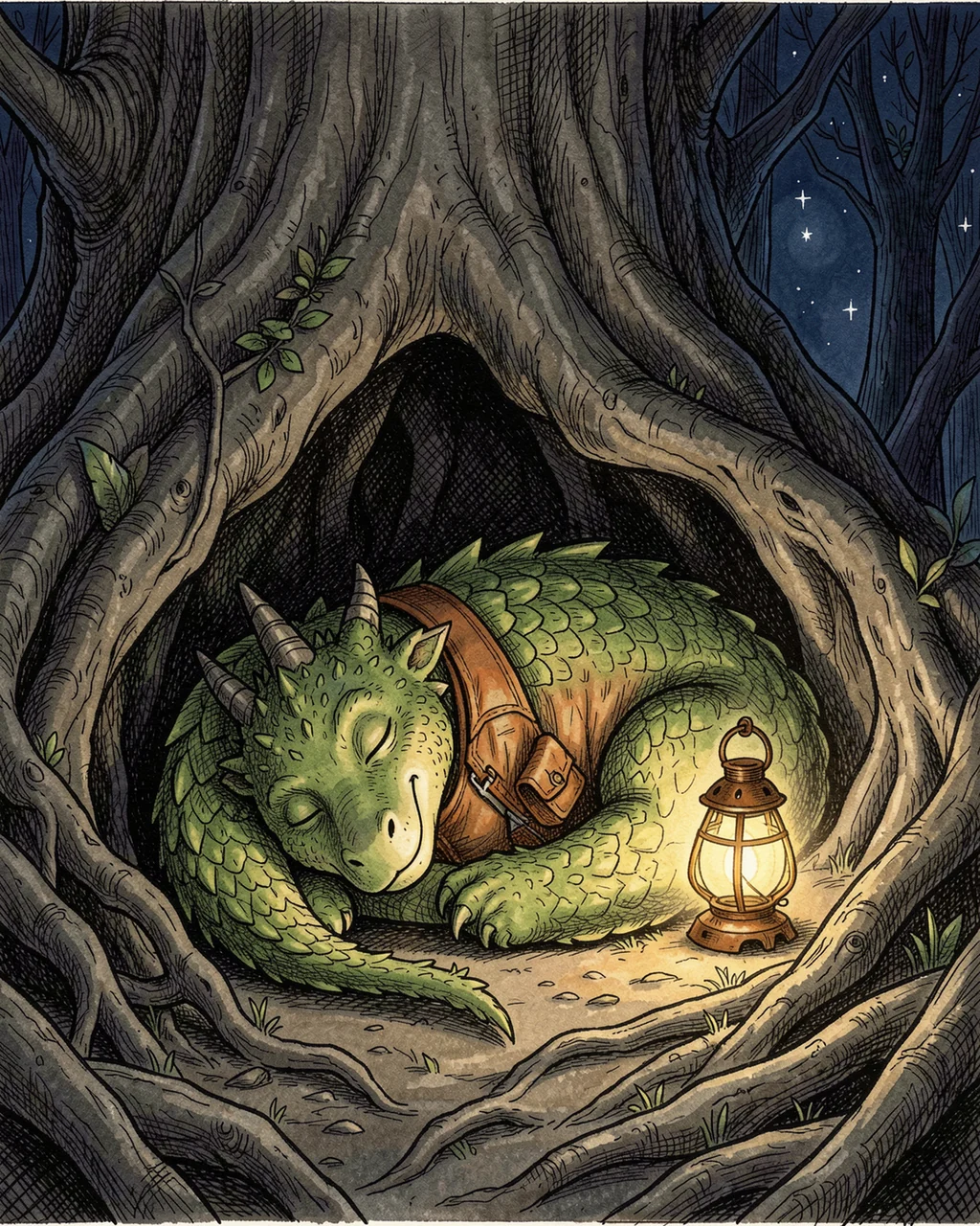 Illustration for page 4 of “Caspar and the Pocket Moon-Lantern”