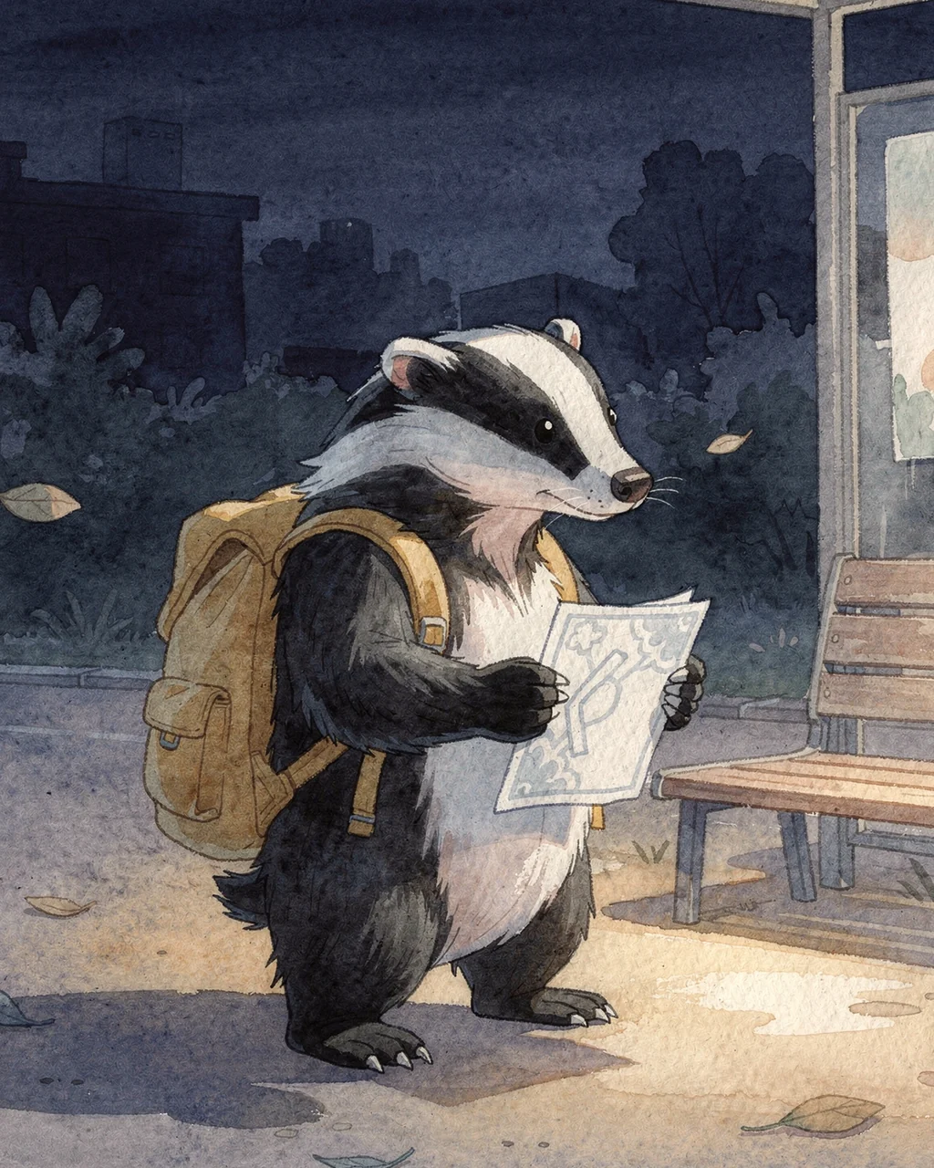 Иллюстрация к странице 2 сказки «The Saffron-Backpack Badger»