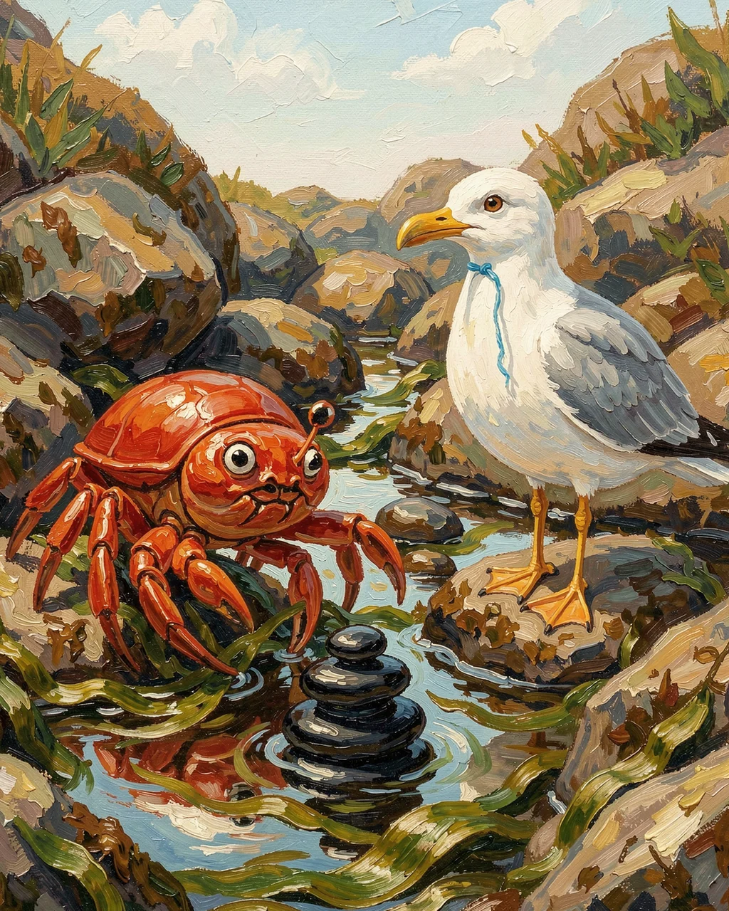 Иллюстрация к странице 5 сказки «Morrow Read the Tide Pool»