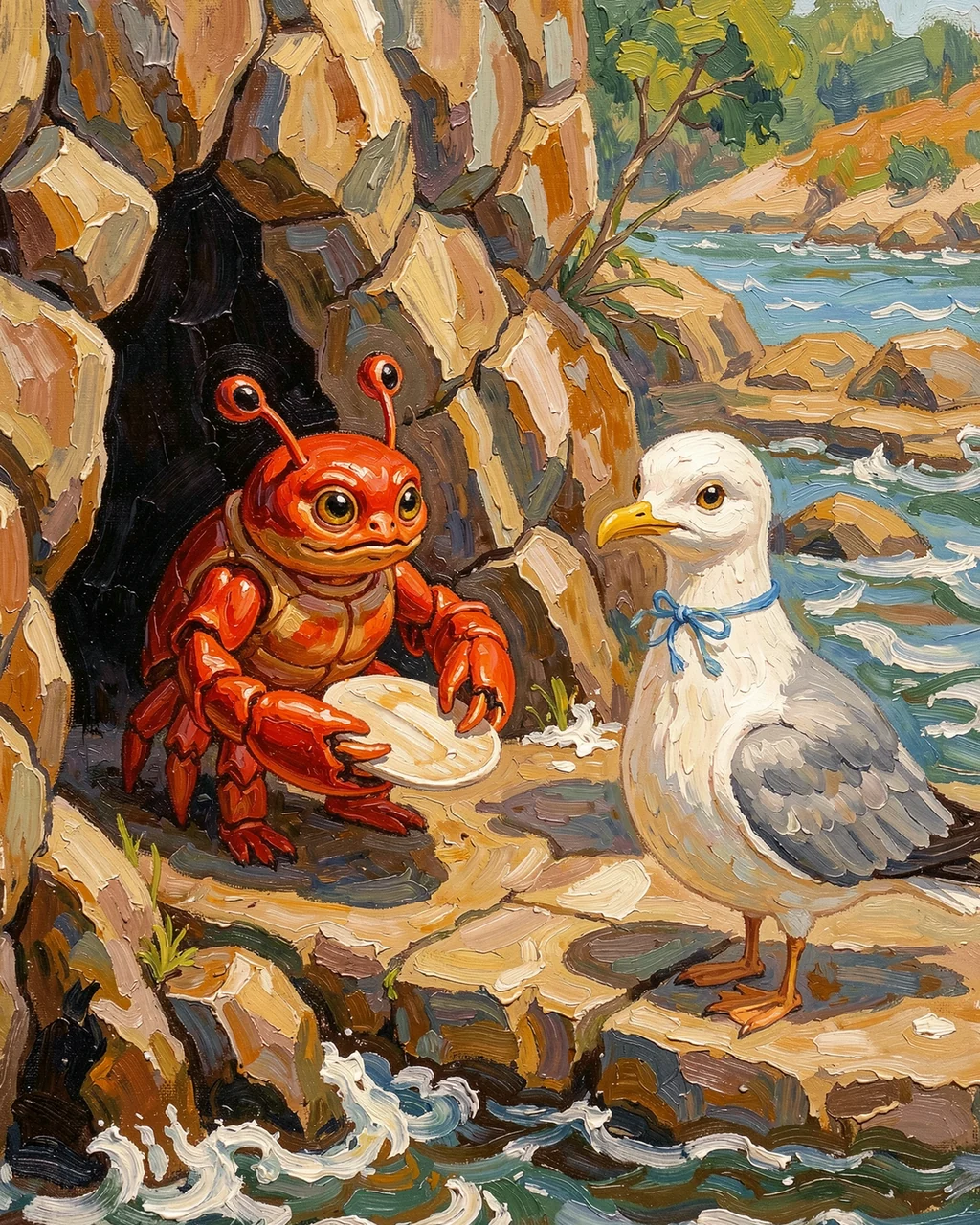 Иллюстрация к странице 6 сказки «Morrow Read the Tide Pool»