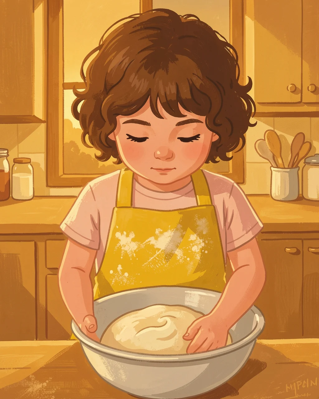 Illustration for page 1 of “Emma Waits for Dough”