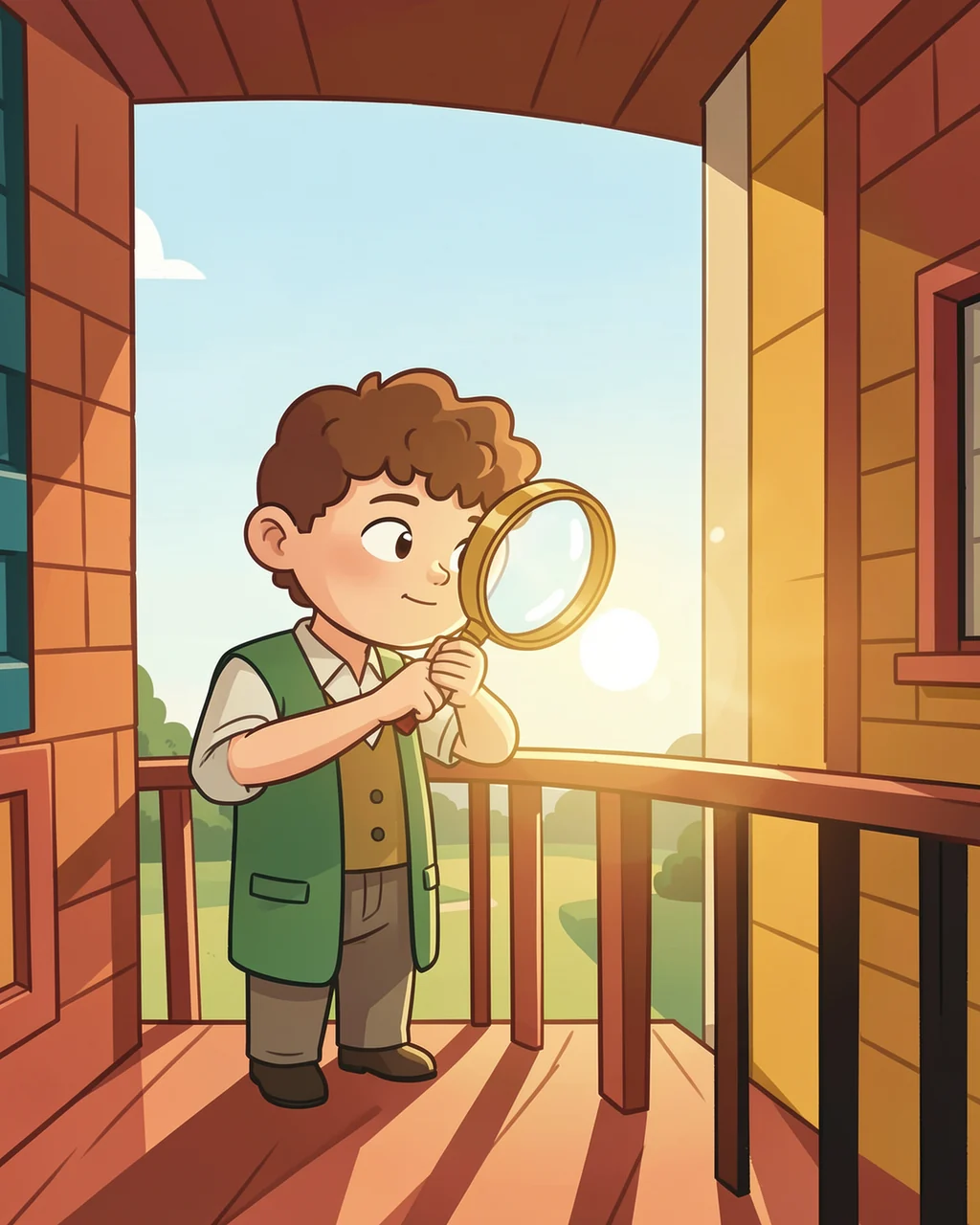 Illustration for page 2 of “Leo in the Green Vest”
